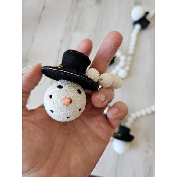 Styrofoam snowman Garland vintage unique top hat - Picture 5 of 5